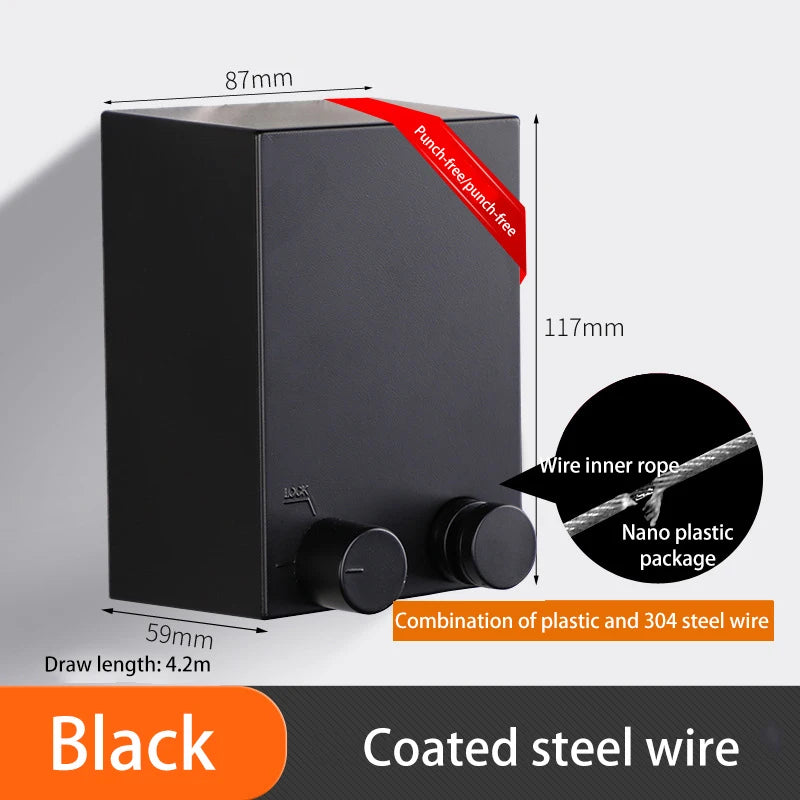 Space -Saver Invisible Retractable Clothesline