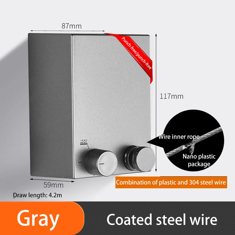 Space -Saver Invisible Retractable Clothesline